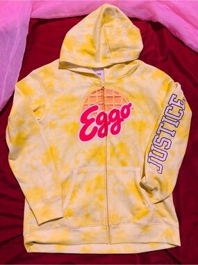 Justice Yellow Tie-Dye Eggo Zip Hoodie